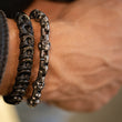 Laden Sie das Bild in den Galerie-Viewer, COMBO SET 1 <br> Armband Three Skulls & <br> Black Braided Leather