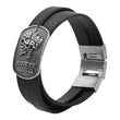 Laden Sie das Bild in den Galerie-Viewer, Skull Armband Leder <br> stahlfarben