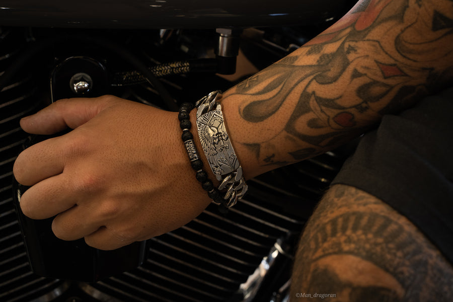 Armband Skull  <br>  Duty and Honor Stainless Steel