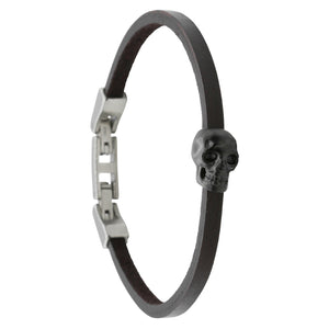 Armband black Skull <br> Leder braun