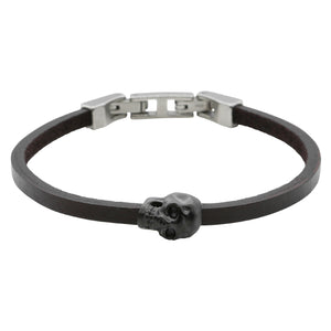 Armband black Skull <br> Leder braun