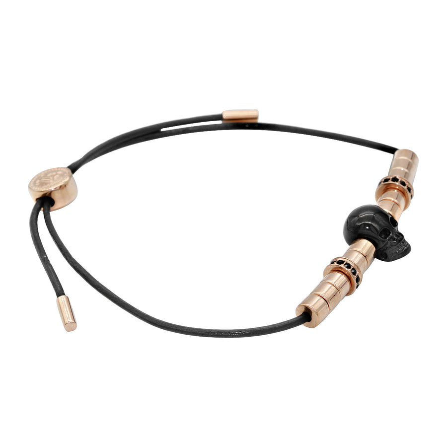 Armband Skull Leder<br> rosegold / schwarz