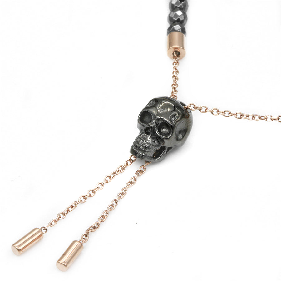 Armband Skull & Cross II <br> rosegold / schwarz