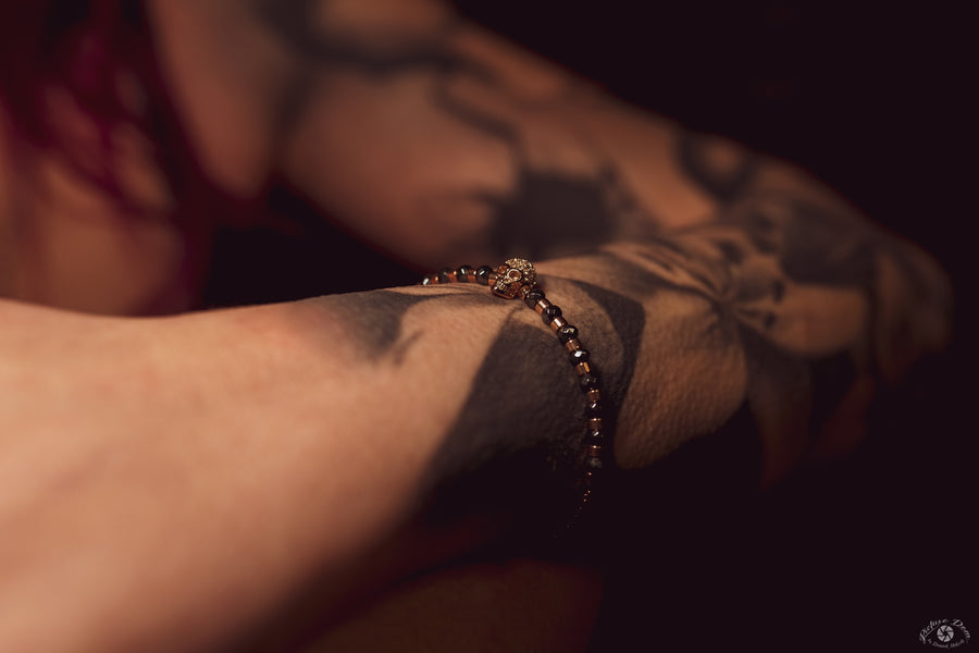 Armband Skull & Stones <br> rosegold